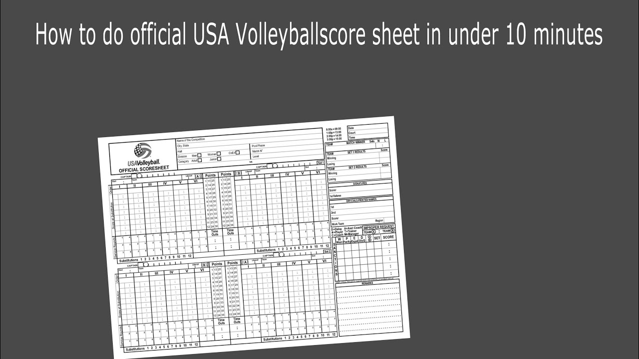 How to do Official Scoresheet for Volleyball in under 10 minutes