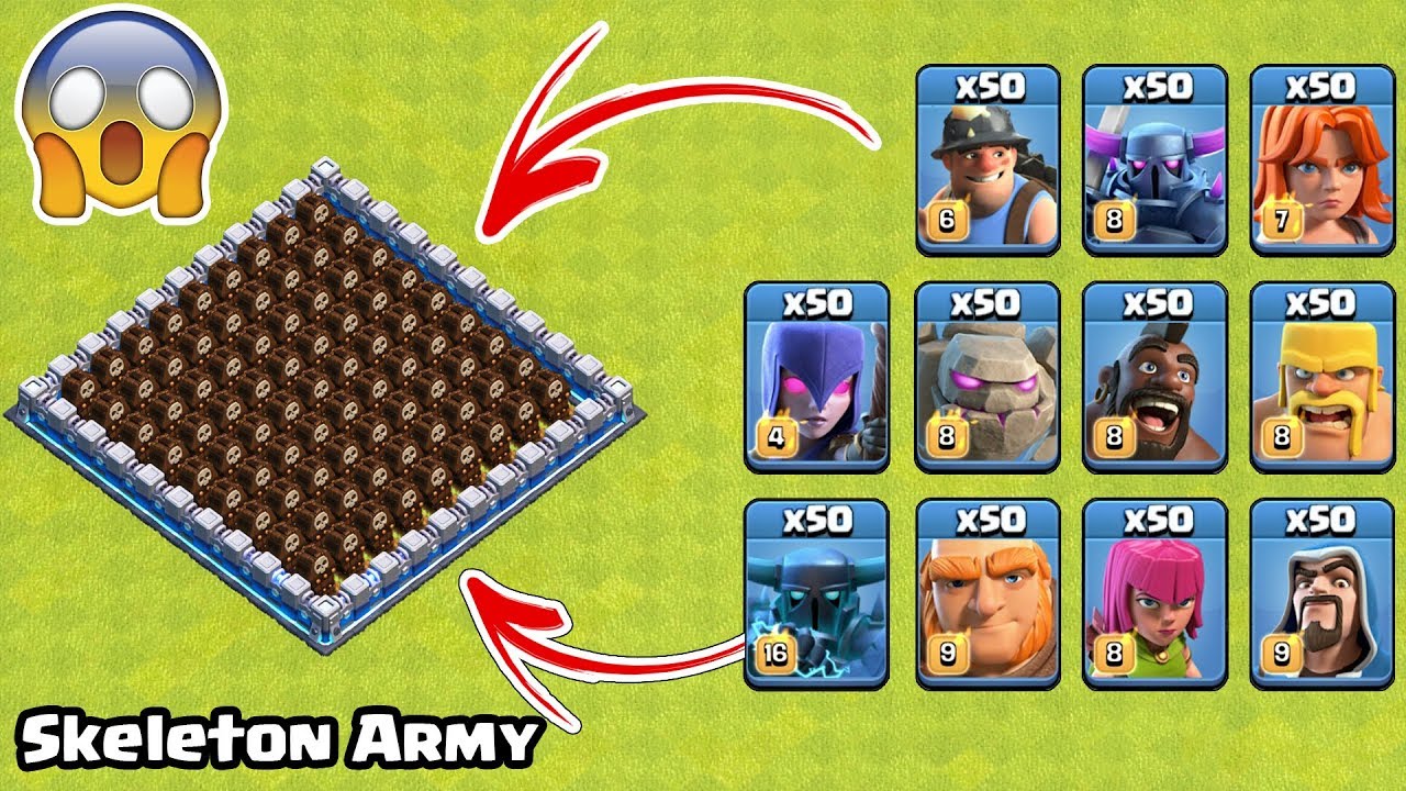 Skeleton Army vs All Troops Clash of Clans | Skeleton Army COC