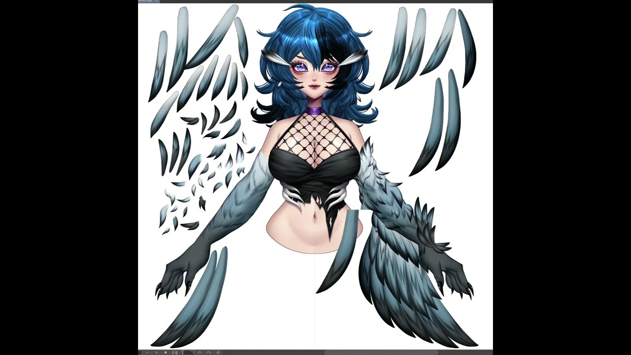 Wings Layer Breakdown - Vtuber Model #art #digitalart #vtuber #vtuberart  #digitalpainting #drawing