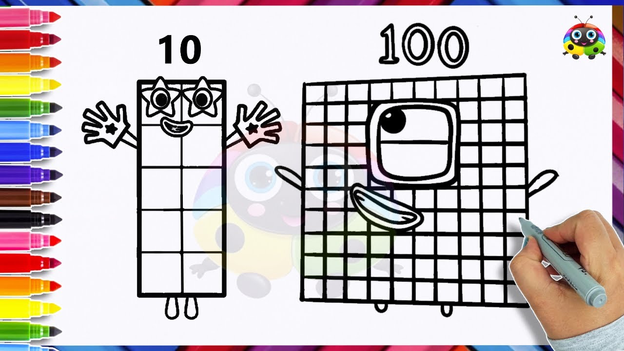 How To Draw NUMBERBLOCKS 10 TO 100 Coloring For Kids & Toddlers | Easy Art Ideas