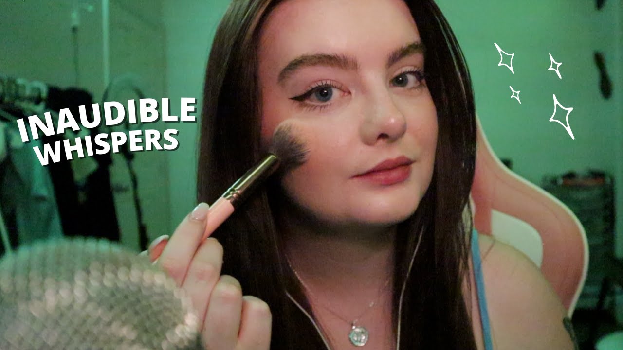 ASMR Doing My Makeup ♡ Inaudible Whispering, Makeup Rummaging, Tapping