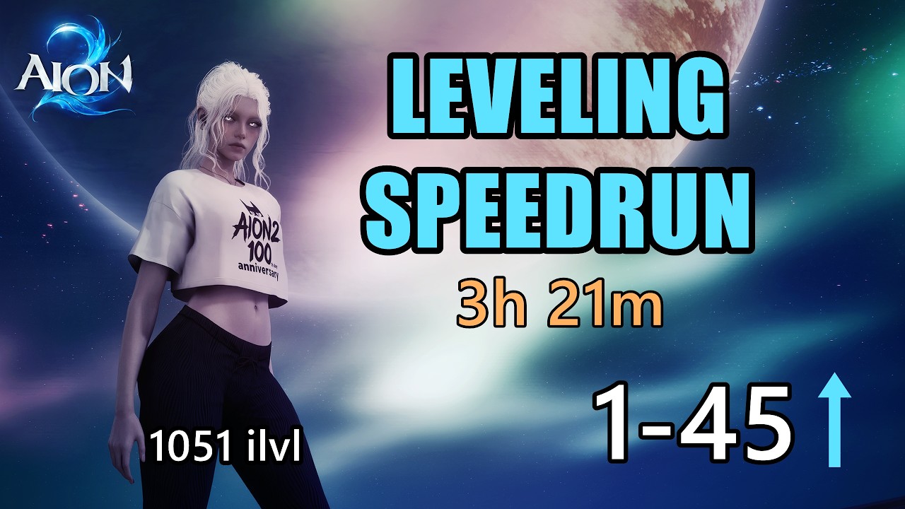 Aion 2 Leveling Speedrun 1-45 in 3h 21m (1051 iLvl / Raw Gameplay)