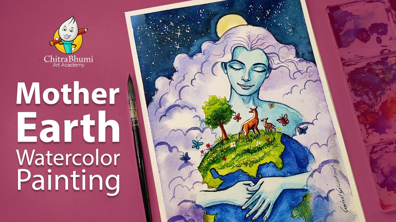 Save Earth 😍💗Beautiful Watercolor Painting | 2023 | Mother Earth  Video Fantasy Concept Art