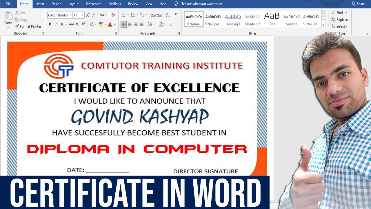 How to Make Certificate Design in Microsoft Word | HINDI |