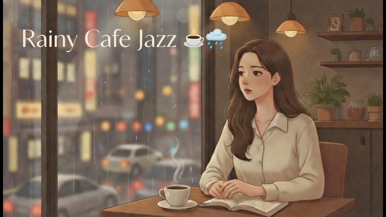 🌧☕ Relaxing rainy day cafe jazz for studying, working, and unwinding.