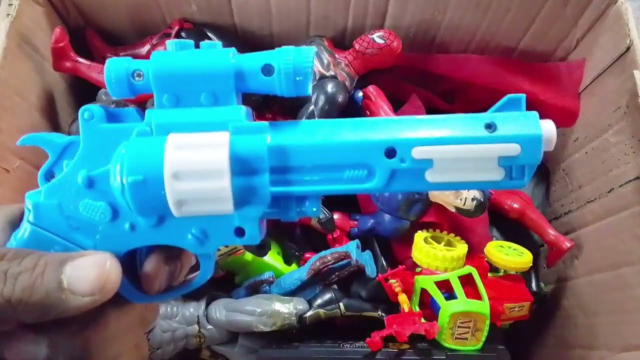 Marvel toy series unbox,popular Spider Man action dolls,Marvel popular electric toy guns
