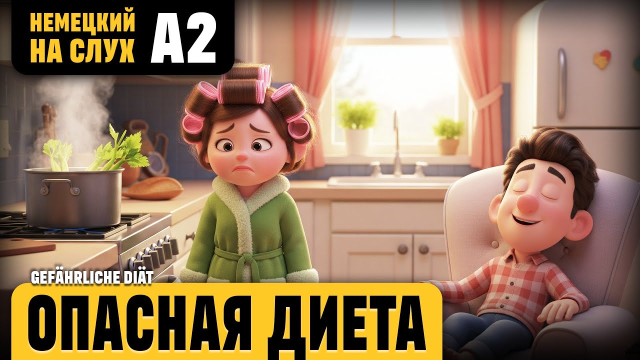 Опасная диета. Весёлый рассказ (уровень А2). Немецкий на слух.