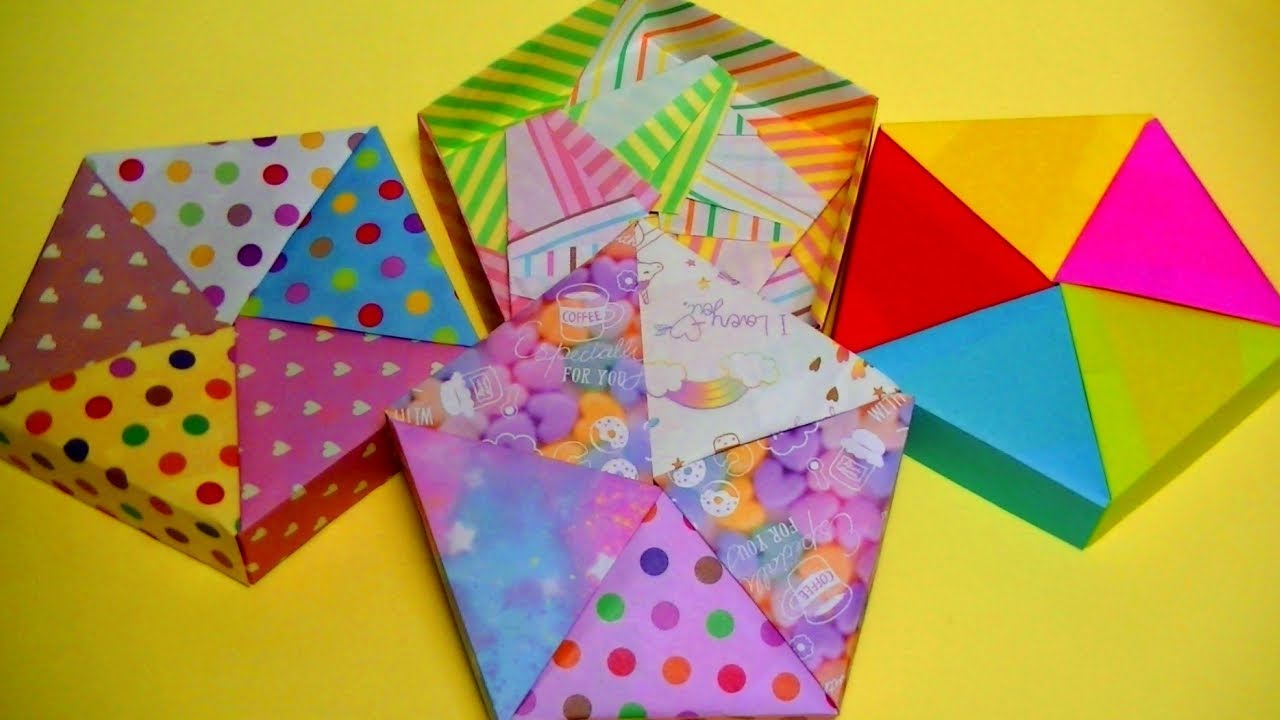 折り紙で5角形の箱・フタでもつかえます・５枚使います・Origami gift box・Mr coin origami channel１５