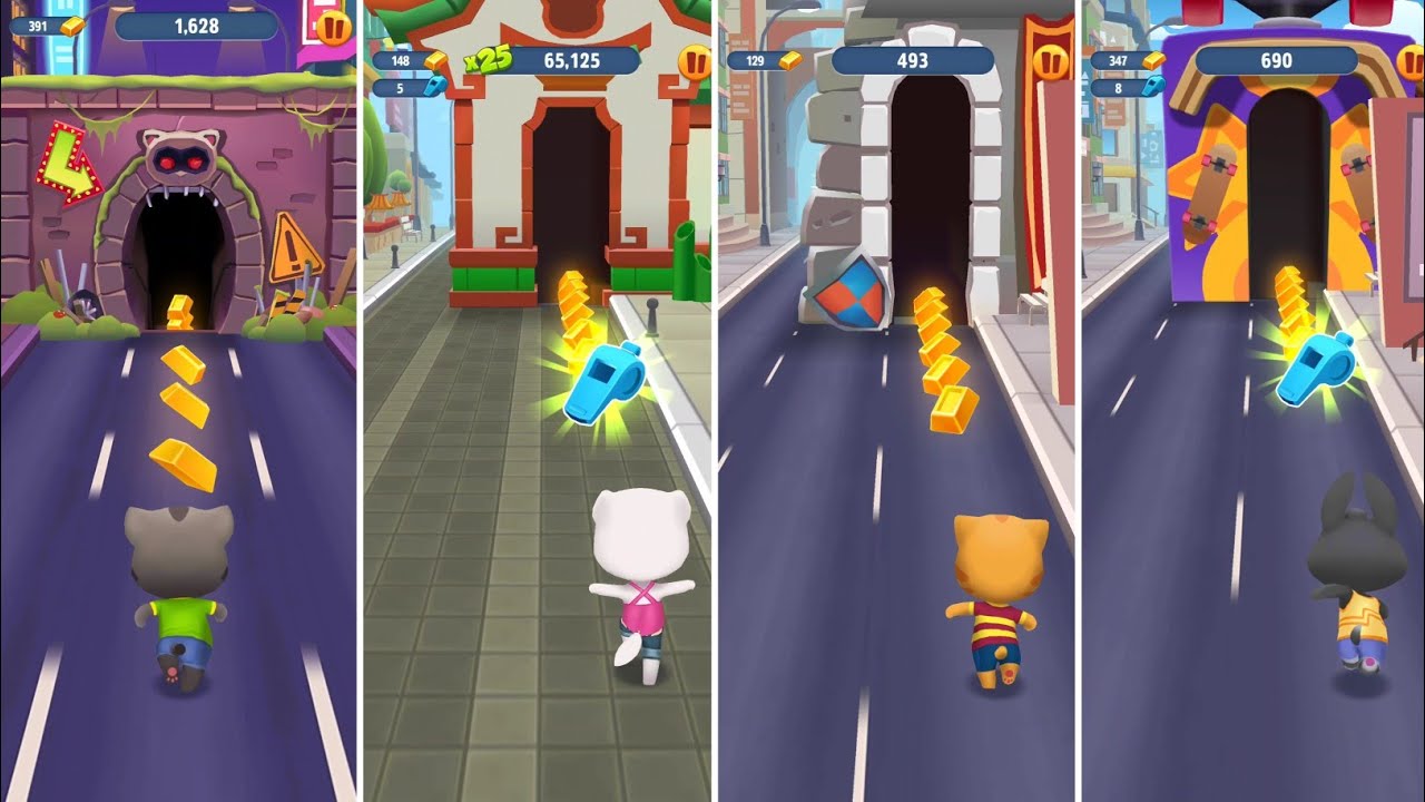 Talking Tom Gold Run Talking Tom vs Talking Angela vs Talking Ginger vs Talking Becca Gameplay