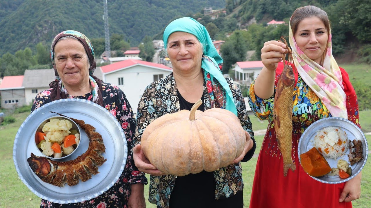 Pumpkin Pilaf with Smoked Caspian White Fish a Perfect Delicious Village Food ◇Borani Polo