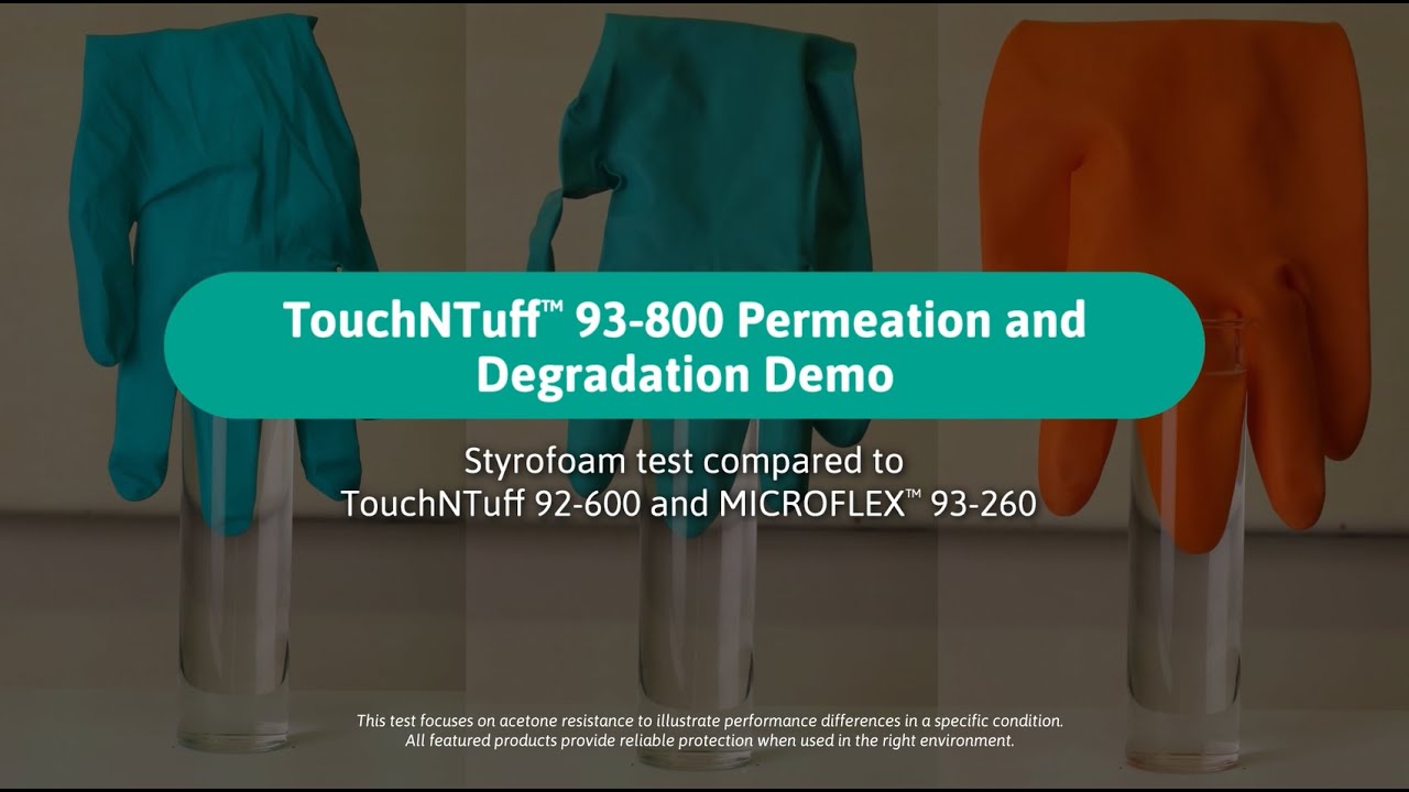 Ansell TouchNTuff&trade; 93-800 vs. Acetone | See the Difference in Glove Performance