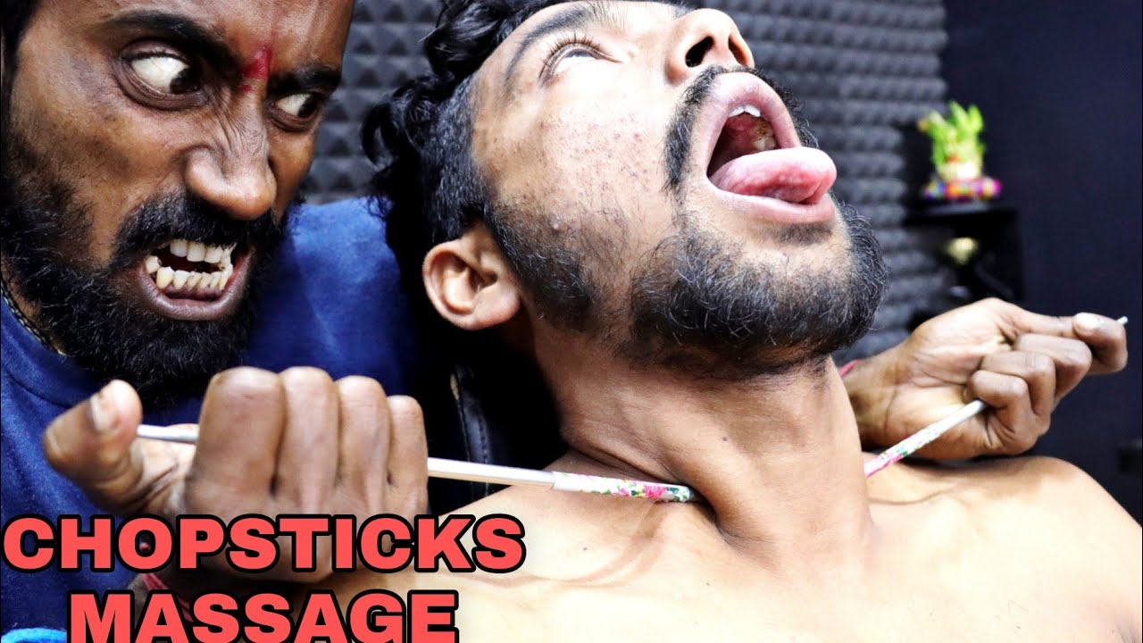 Master Tapas Neck & Shoulder Massage with Chopsticks | Loud Hair & Neck Cracking | ASMR