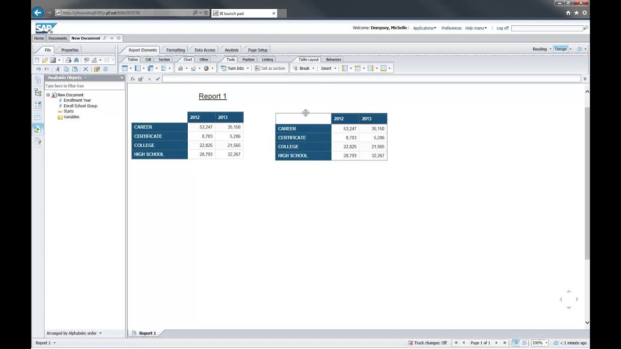SAP BusinessObjects - Accessing WeBI and Building a Sample Report