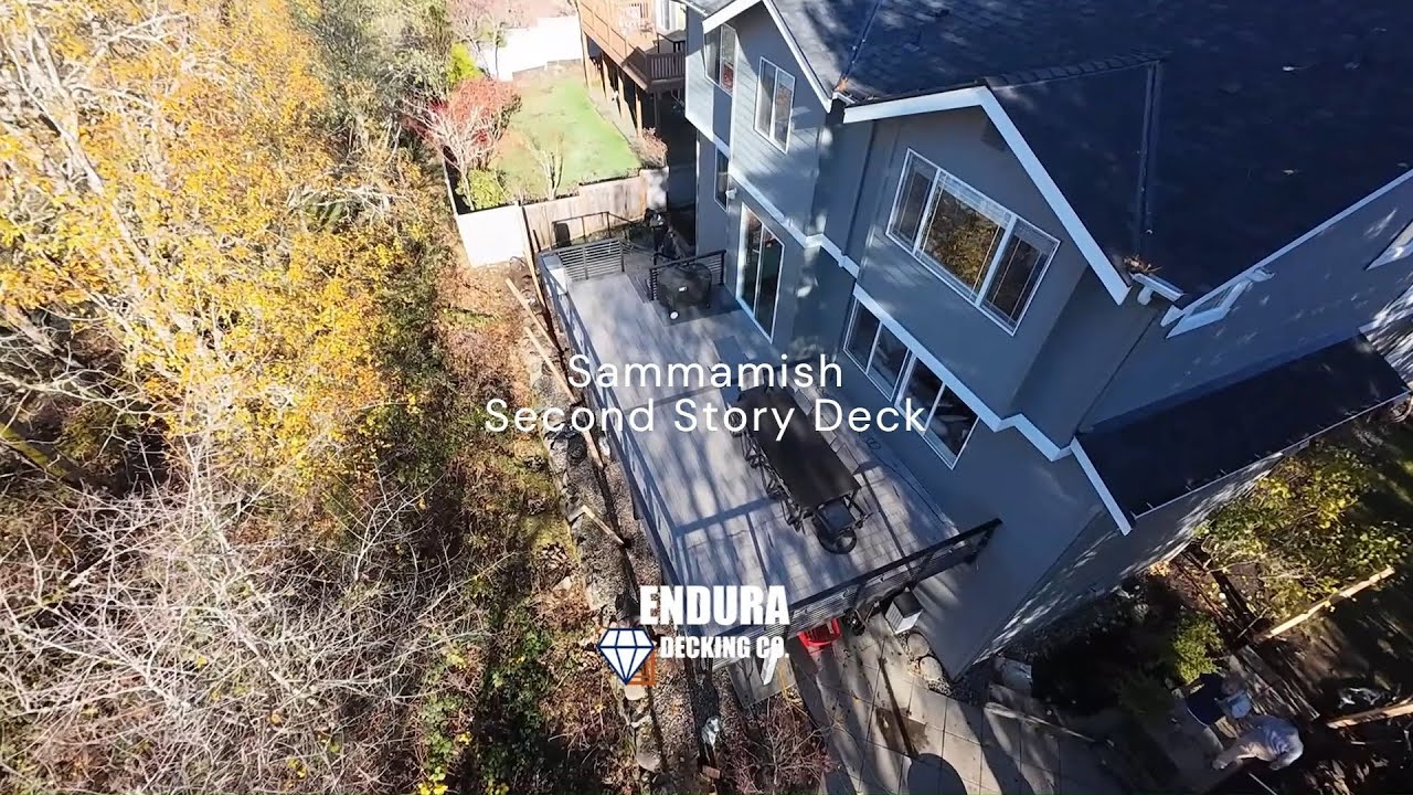 Sammamish Second Story Deck AZEK Coastline in Dark Hickory Picture Frame Endura Decking Co