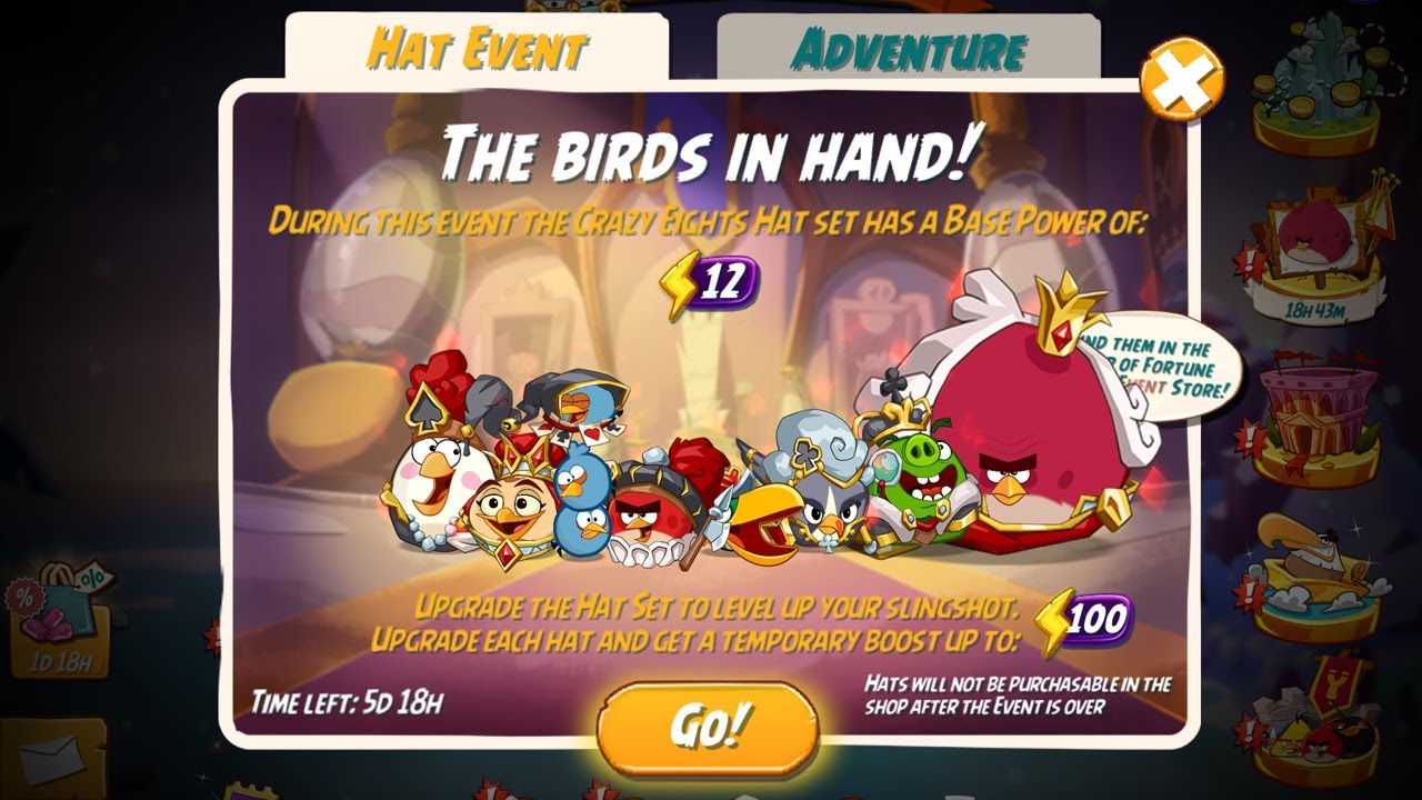 Hat Event: The Crazy Eights Hat Set - Angry Birds 2 Tower of Fortune