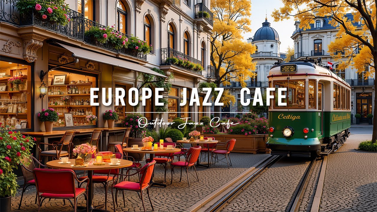 Golden Autumn Day at a European Café | Chill Bossa Nova & Background Jazz for Focus & Good Mood