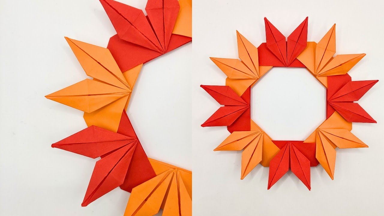 Easy Paper AUTUMN WREATH 🍁 How to make origami wreath