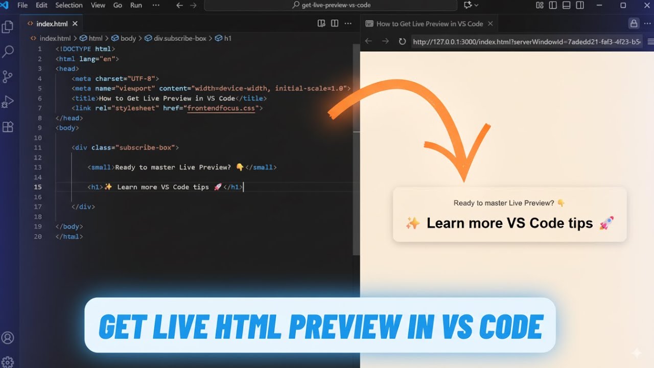 How to Get Live HTML Preview in VS Code | Live Preview Extension Tutorial