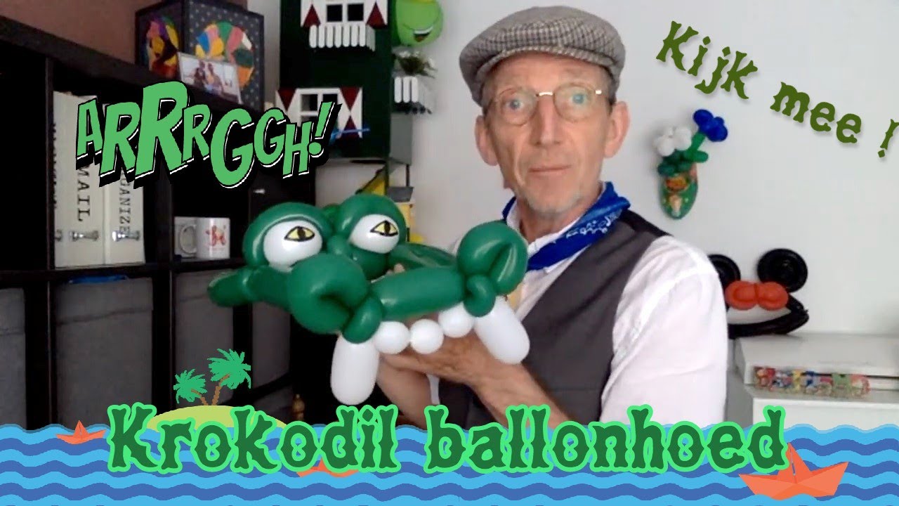 Krokodil ballonhoed - Workshop | Haagse Ballonnenboer (47ste live) Crocodile balloon animal hat