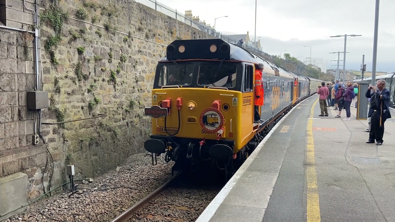 GBRF Class 50s Hercules and Defiance at Penzance on the The Mazey Day Cornishman 2021