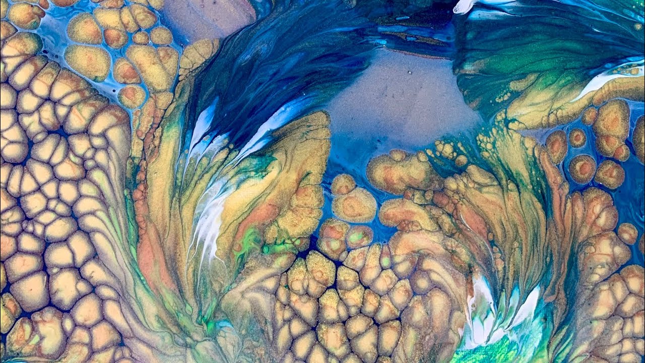 DANCING PEACOCK Dirty Acrylic Pour | 24K Gold Cells | Tips & Tricks for my Balloon Rolls