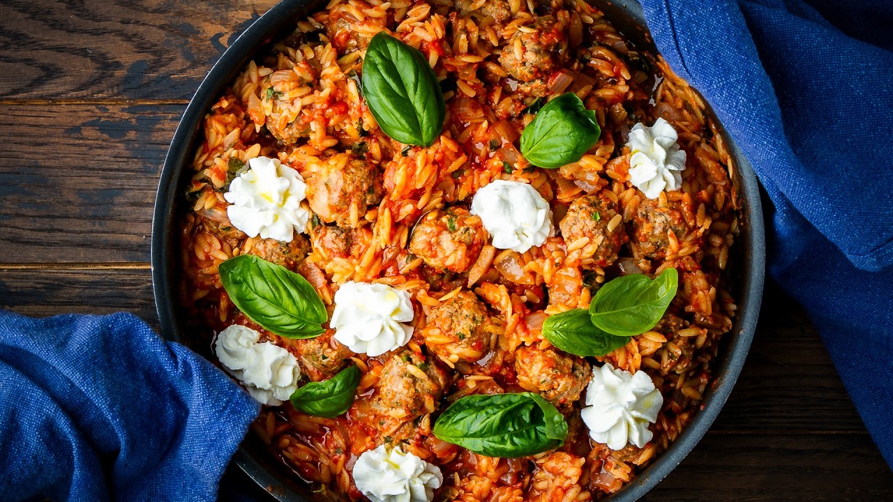 One-Pot Italian Meatballs and Orzo - Easy Weeknight Dinner