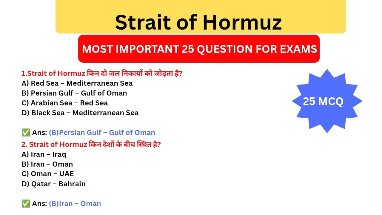 Strait of Hormuz Explained + 25 MCQs | UPSC / MPPSC GK 2026#gk #currentaffairs #currentevents
