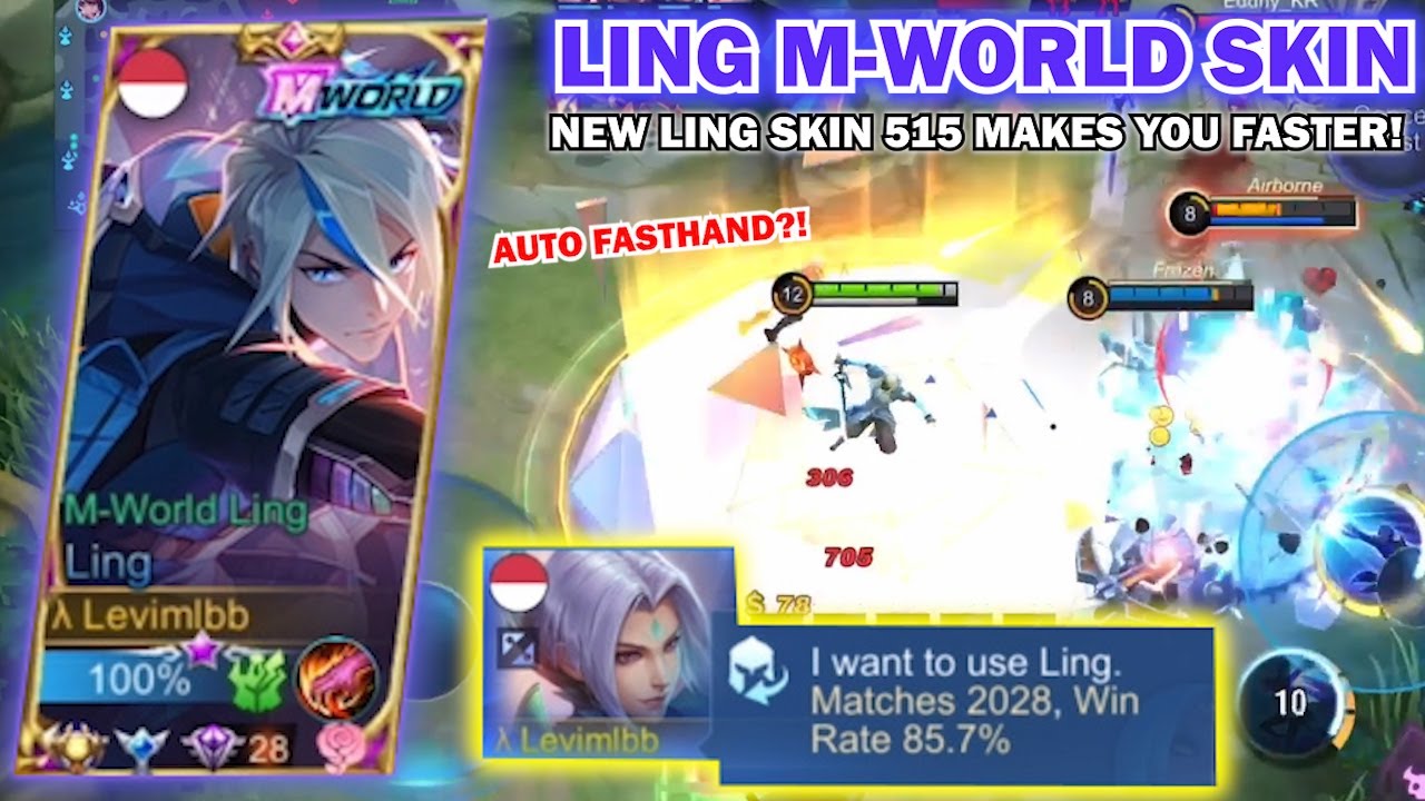 LING M-WORLD SKIN!! Ling Levimlbb Makin Fasthand Pakai Skin Baru!! | Ling Fasthand Gameplay - MLBB