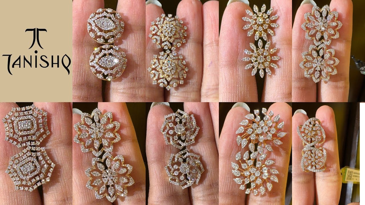 Tanishq latest light weight Diamond 💎 stud /tops earrings collection start just 3 grams 😱 #tanishq