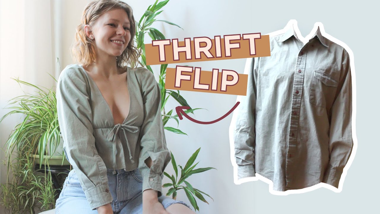 THRIFT FLIP Tie Front Top DIY | Spring/Summer 2021 DIY Top | Men's Shirt to Women's Shirt