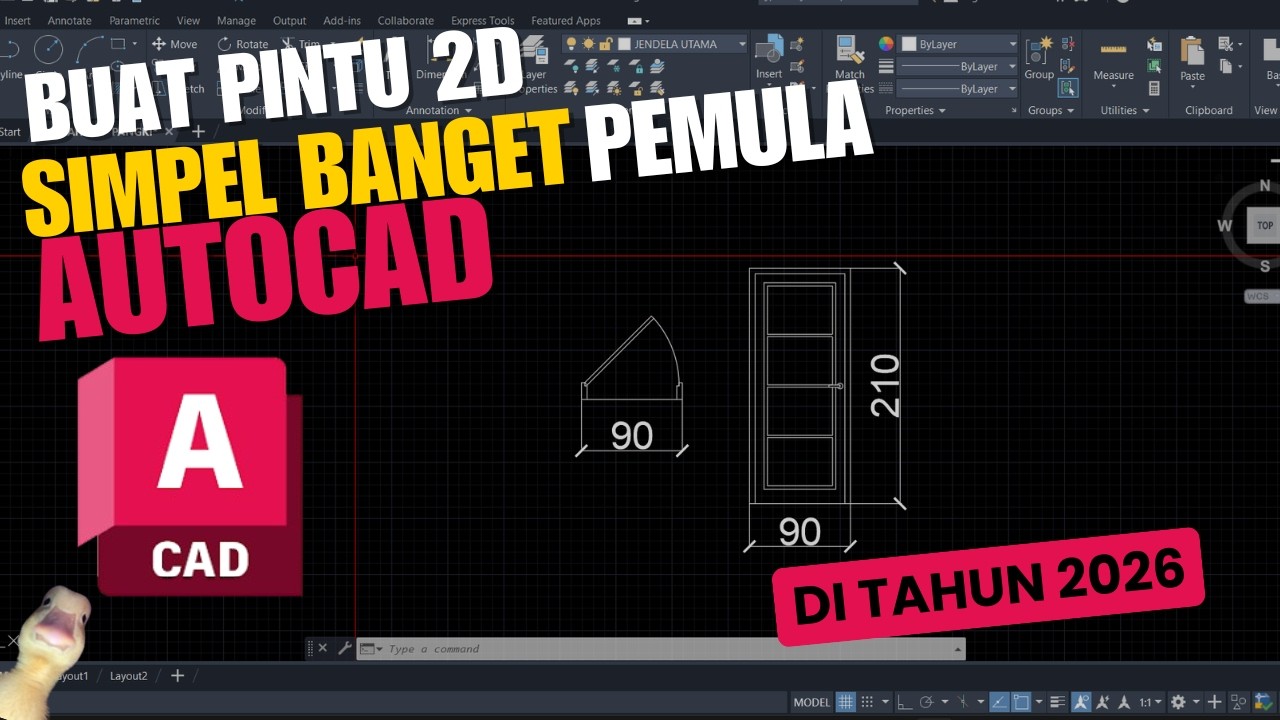 Buat Pintu SeSimpel ini‼️Cara Membuat Pintu 2d di Autocad#tutorial #tutorialautocad #autocadpemula