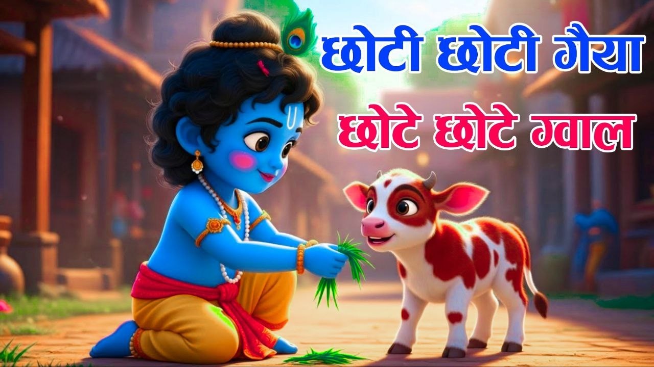 Little Krishna Song l छोटी छोटी गैया छोटे छोटे ग्वाल l Krishna Bhajan l Krishna Song #cartoon #kids