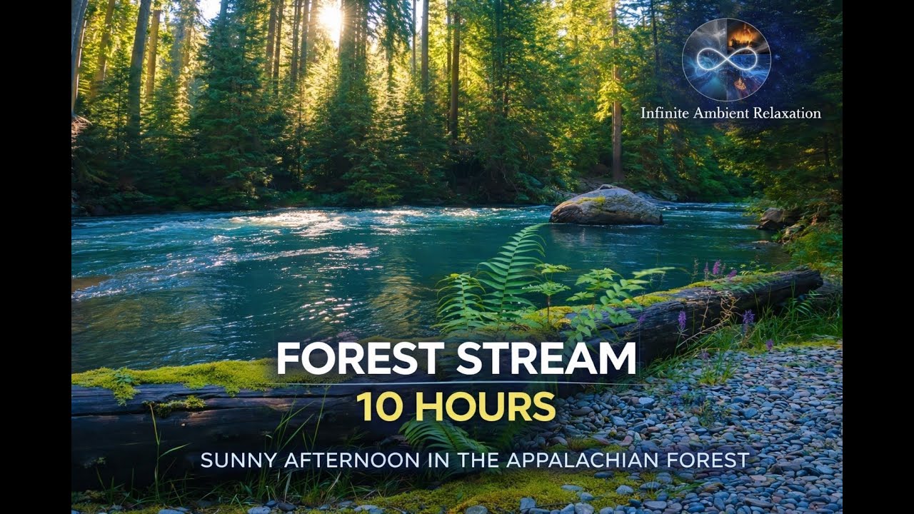 Forest Stream – Sunny Afternoon in the Appalachian Forest | 10 Hours Sleep Ambience