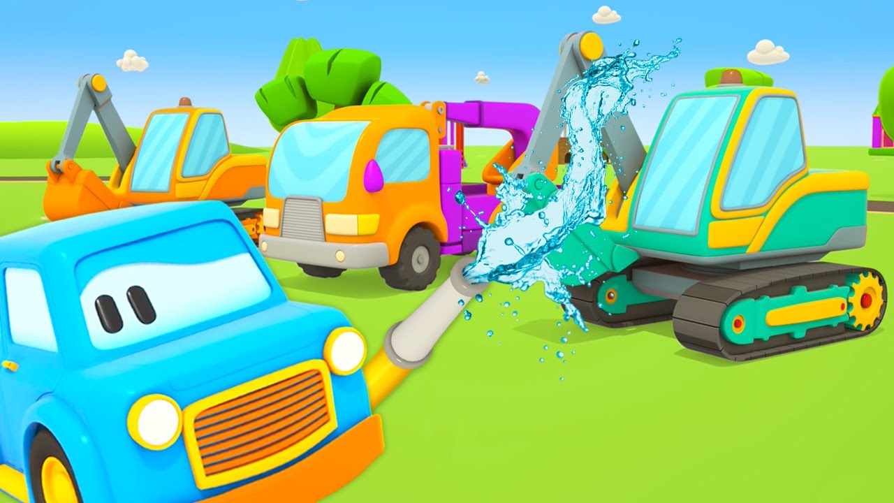 Die Schlauen Autos sind in der Waschanlage. Zeichentrick für Kleinkinder