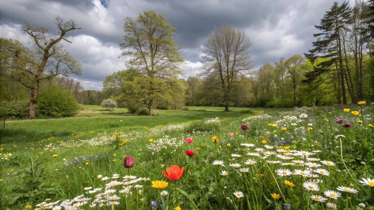 Summer Meadow in an English Countryside with bird song