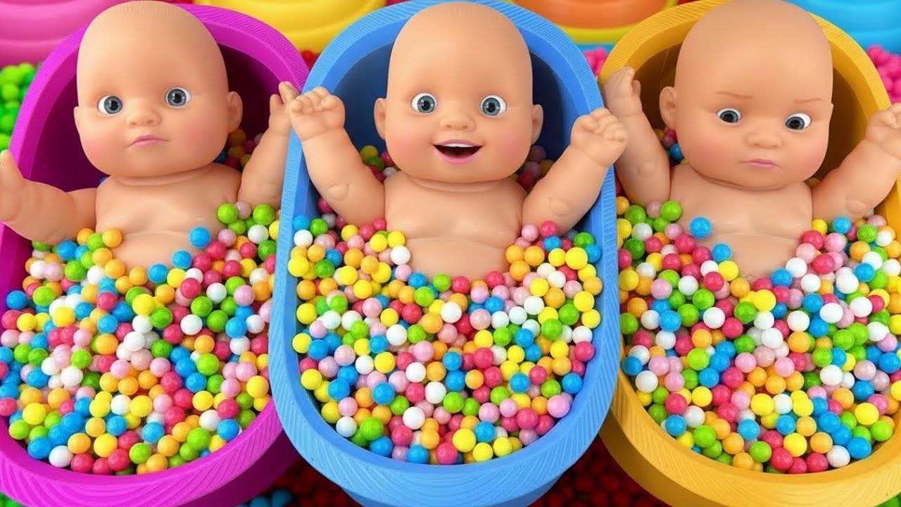 Full of 3 Rainbow BathTubs Candy with M&M's & Magic Slime Cutting Video