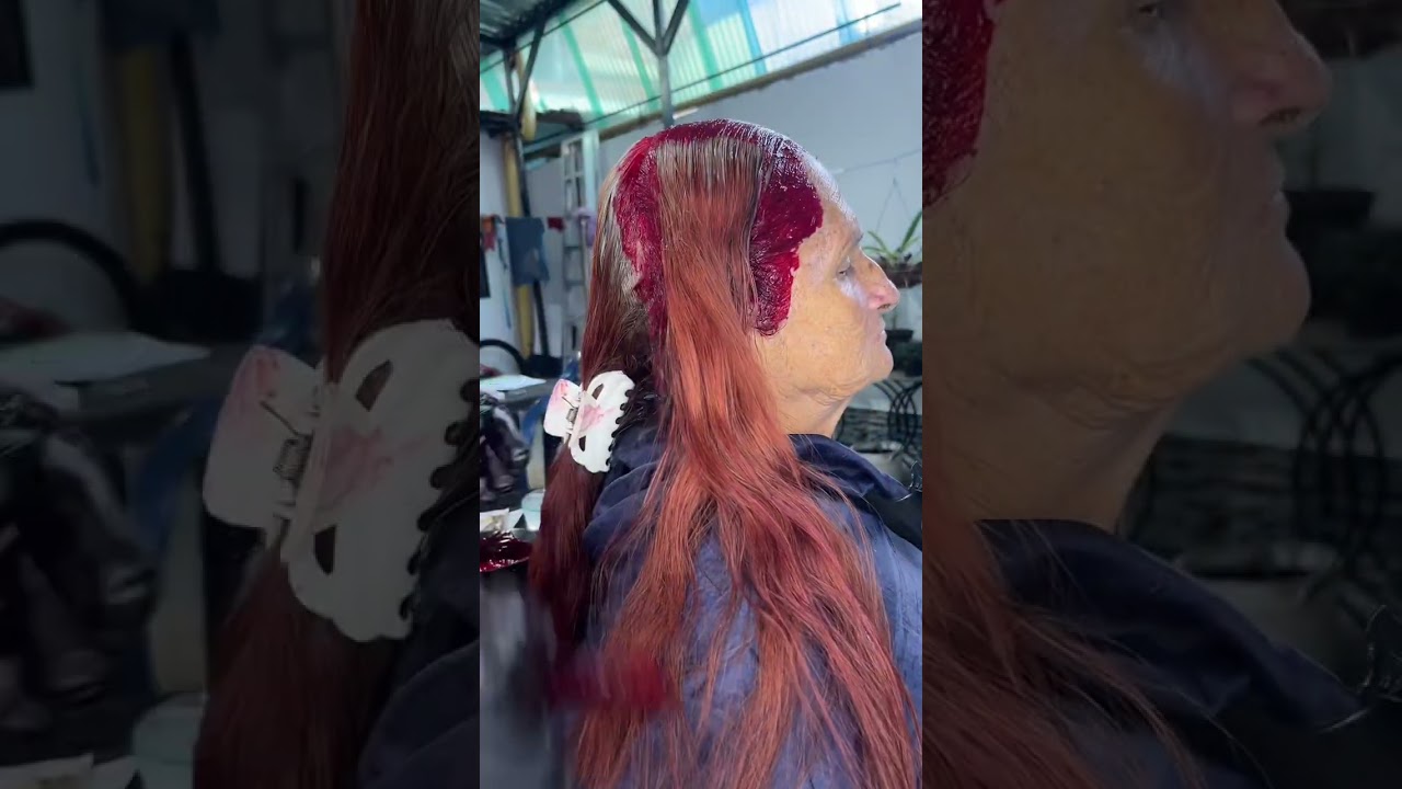 Cubriendo canas en cabello rojo