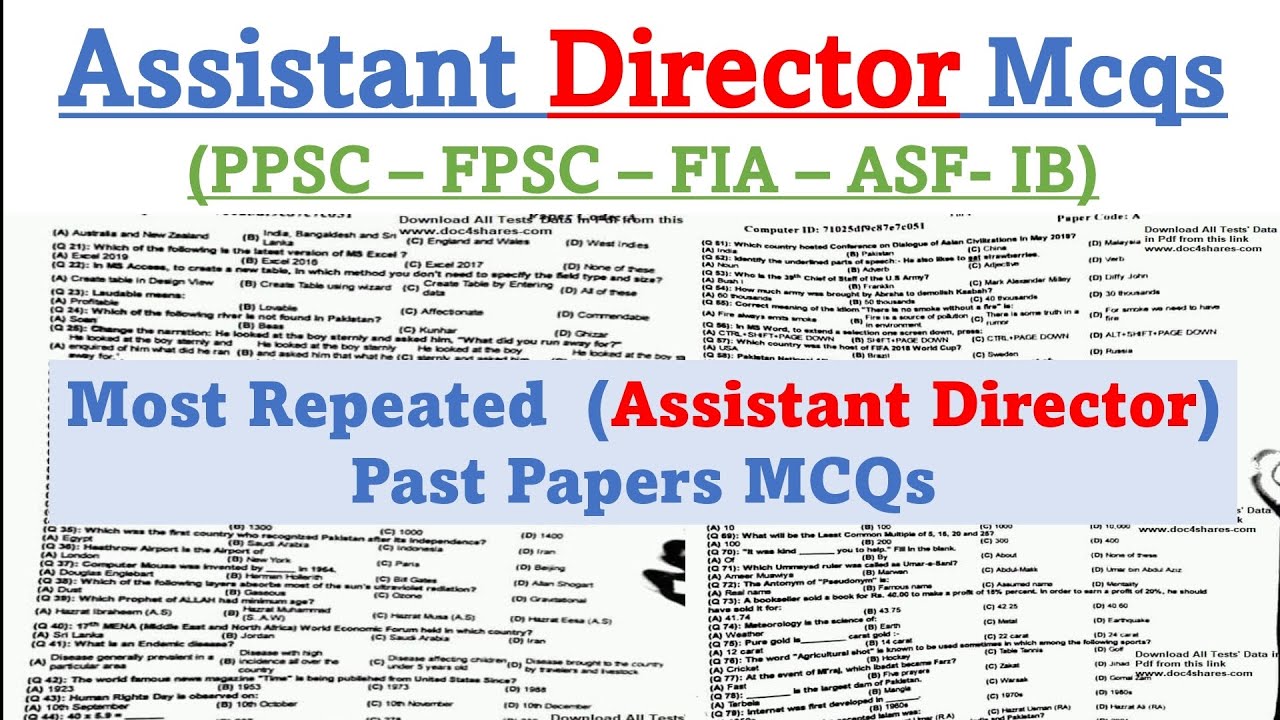 Assistant Director Most Repeated and Important questions from past papers 2023