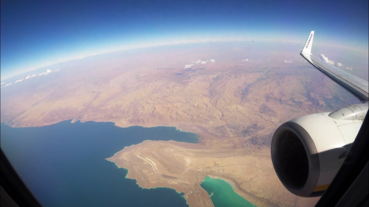 Airplane window view, flight timelapse from Israel to Poland