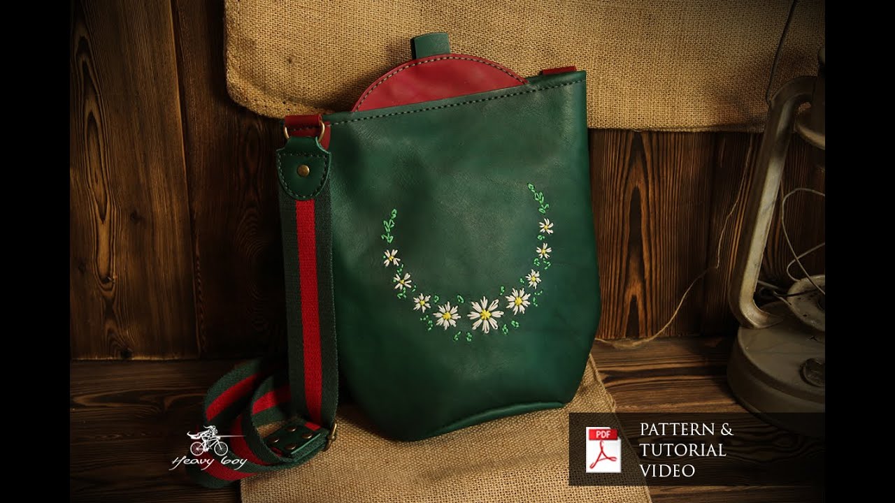 Кожаная сумка с вышивкой своими руками + выкройка PDF