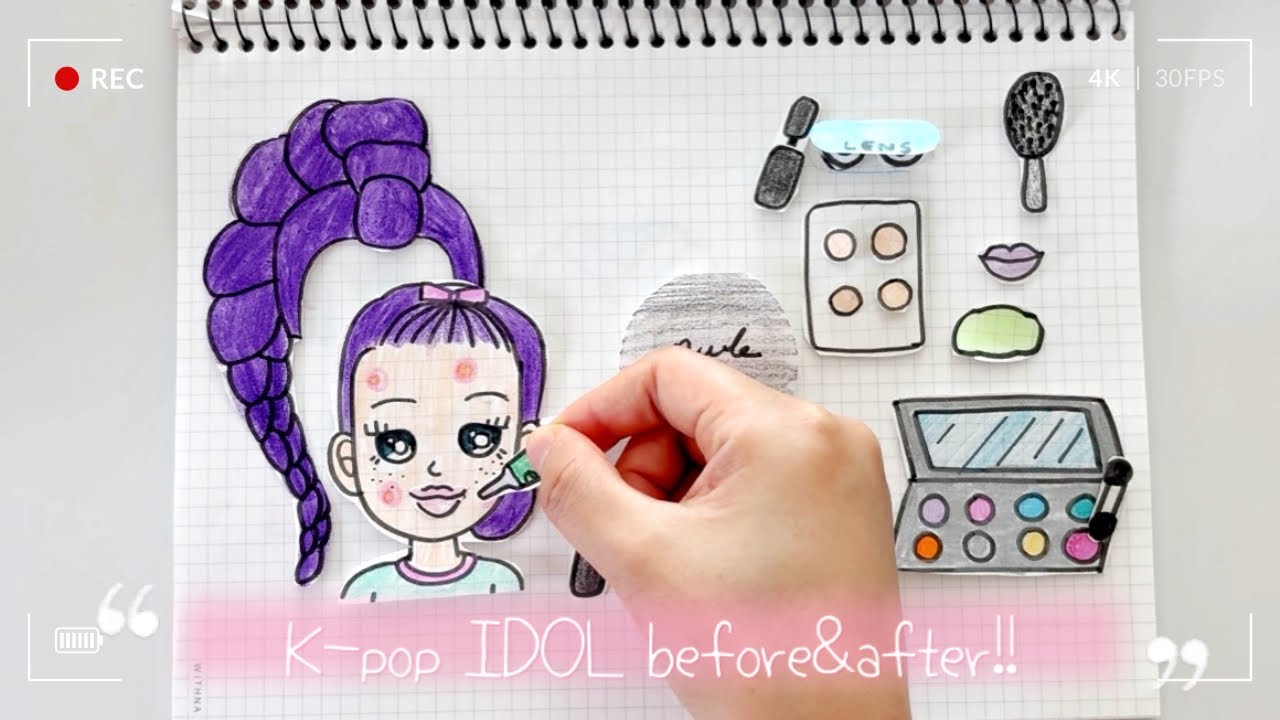 [Paper DIY]💜K-pop IDOL Before&After!!💜paper play🗞️🗞️종이놀이 만들기 make up