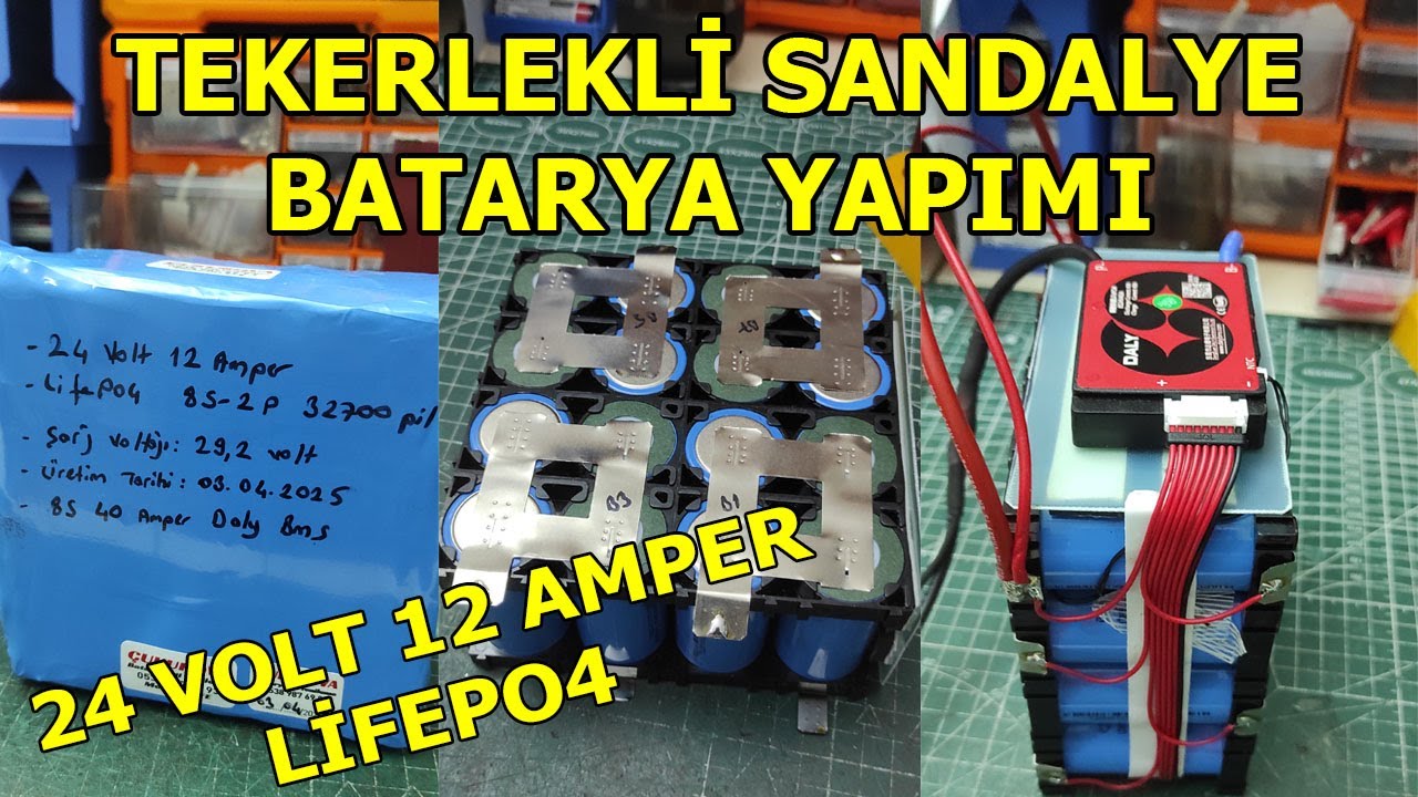 TEKERLEKLİ SANDALYE BATARYA YAPIMI, 24 VOLT 12 AMPER BATARYA
