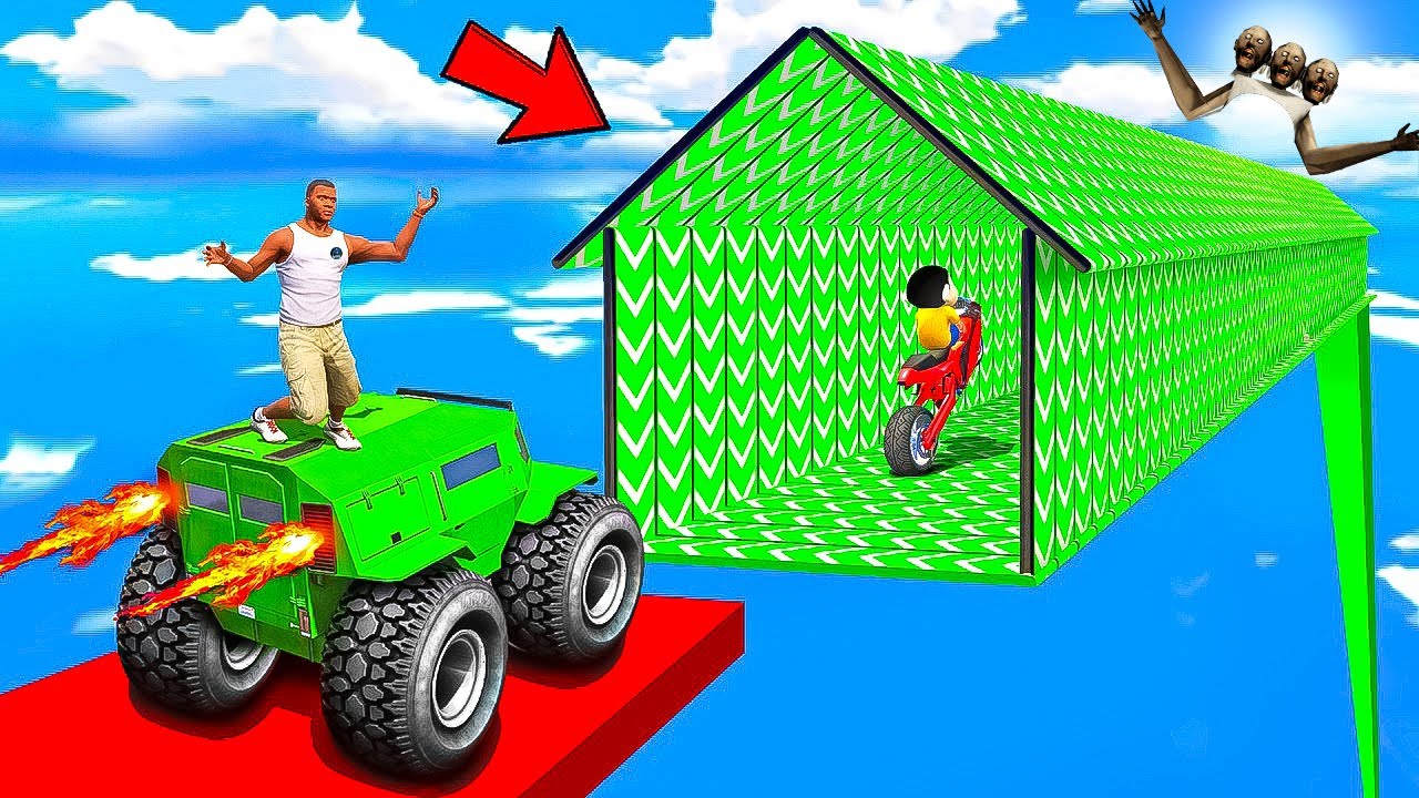 Shinchan & Franklin Tried The Speed Booster House Tunnel Parkour Challenge In GTA 5 In Telugu