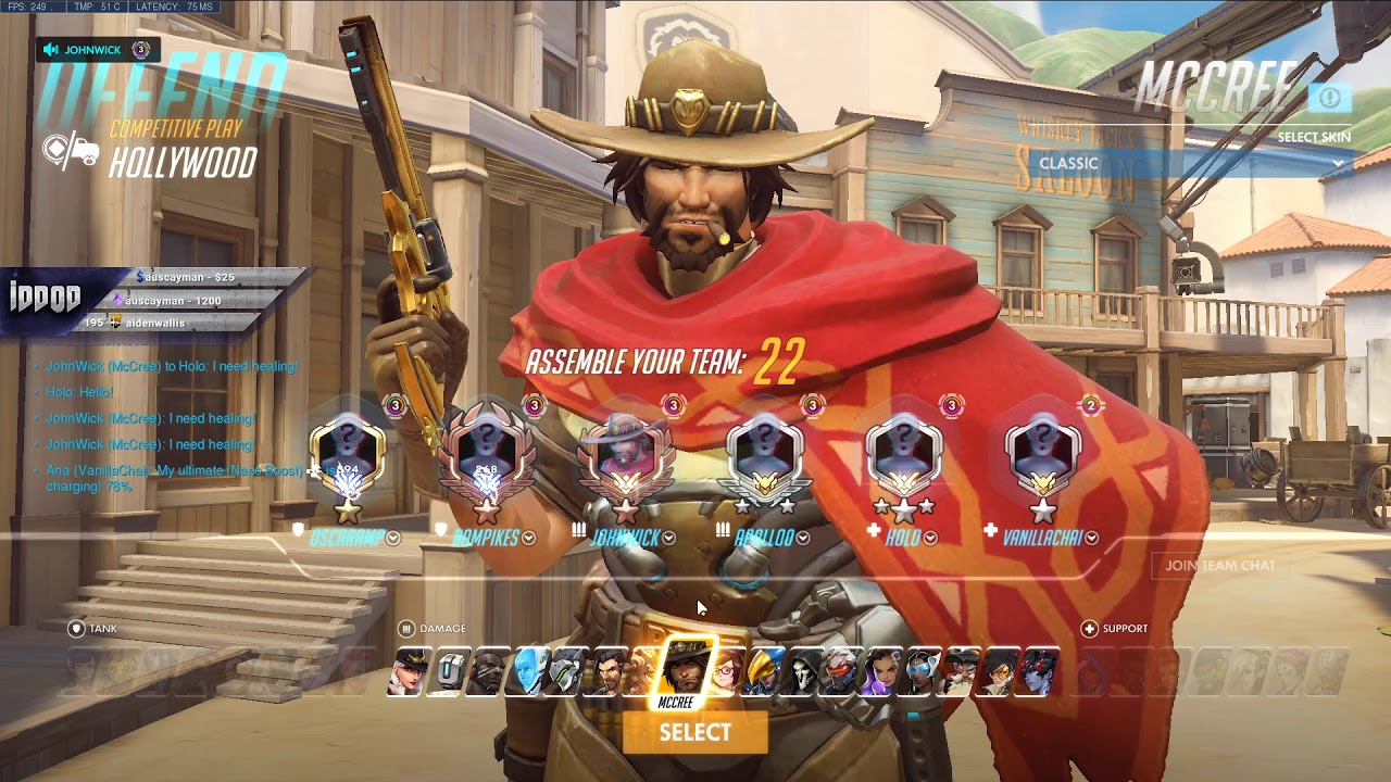 IDDQD MCCREE GAMEPLAY! [ OVERWATCH SEASON 22 TOP 500 ]