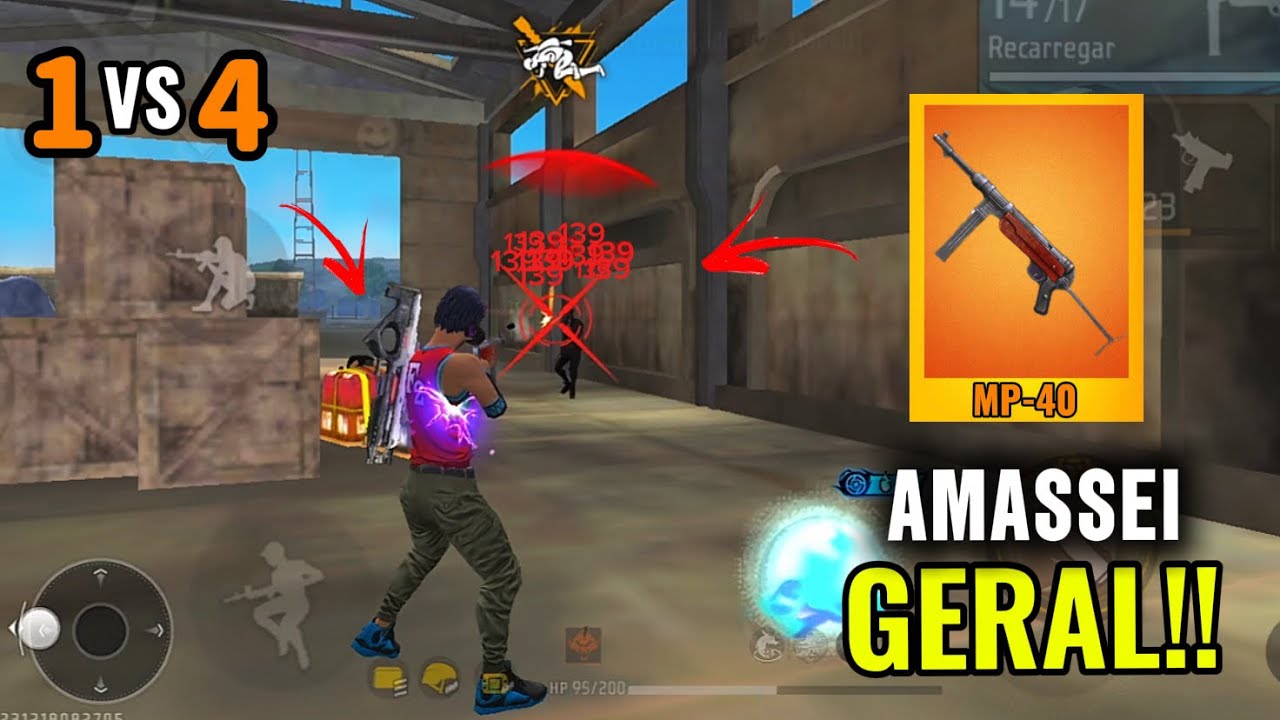 FIZ O ABSURDO NESSA PARTIDA DE MP-40 JOGANDO SOLO VS SQUAD RANQUEADA! FREE FIRE MÓBILE 
