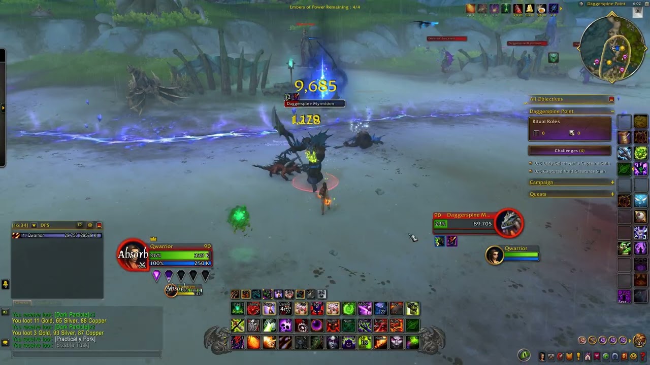 Qwarrior playing WoW Midnight! Tier 5 Ritual Site Daggerspine Point! Solo Challenge! All Skill!