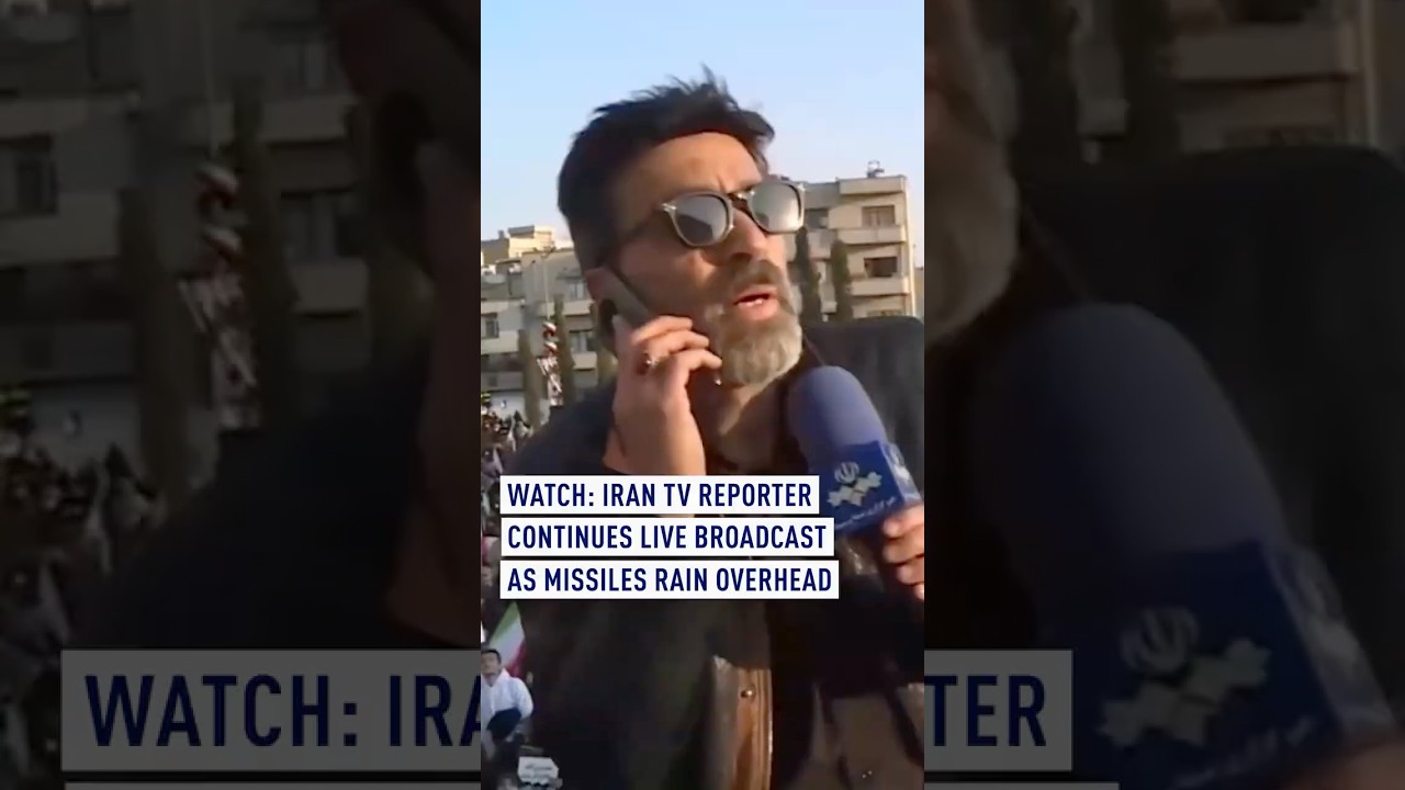 WATCH: Iran TV reporter continues live broadcast as missiles rain overhead
