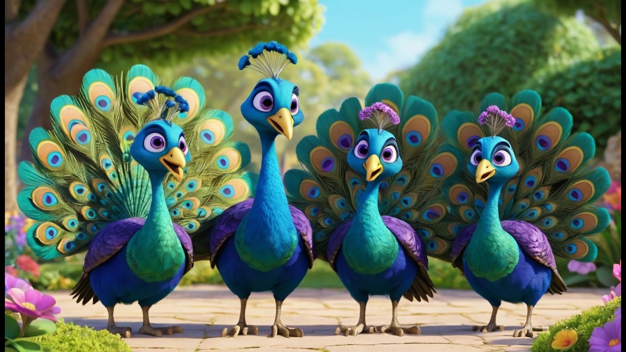 Cinco Pequeños Pavos Reales se Pavonean | Rimas de Colores y Elegancia