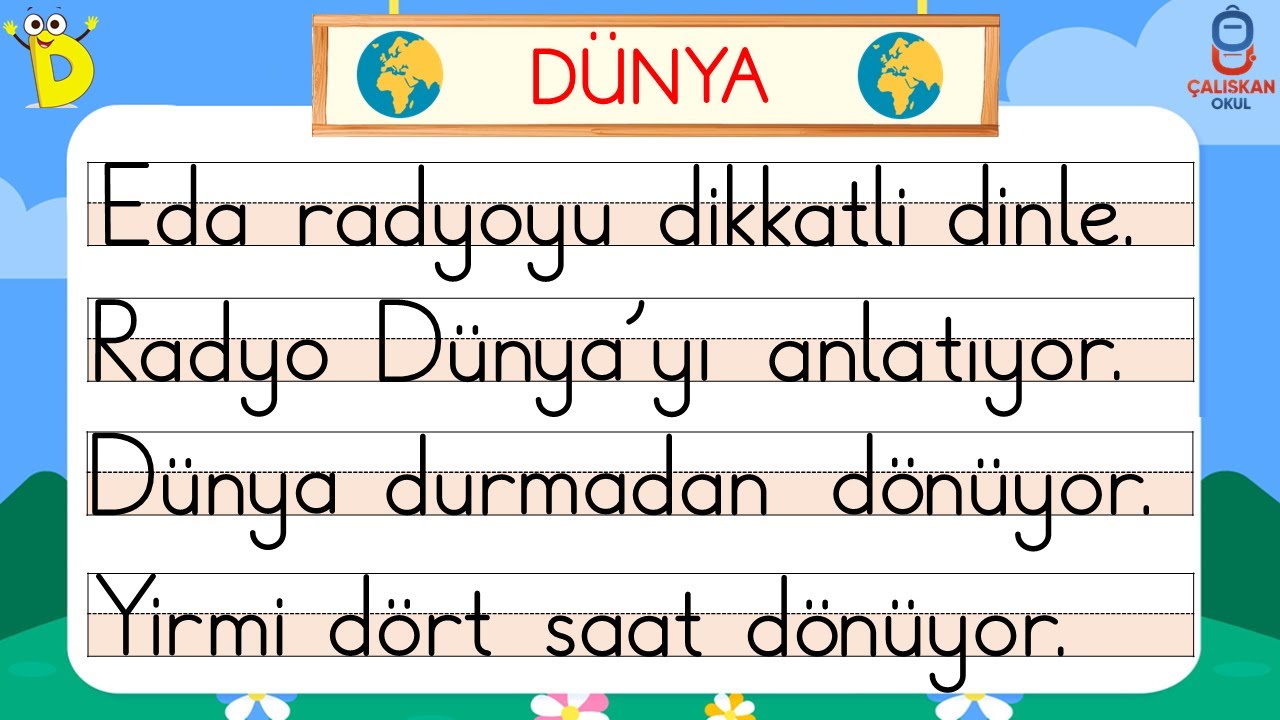D Sesi Metin Okuma Çalışması  - İlk Okuma Yazma Öğretimi - Yeni Müfredat