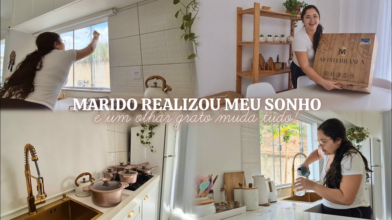 MARIDO REALIZOU MEU SONHO, panelas rosas PERFEITAS, limpeza na cozinha e um olhar grato muda tudo
